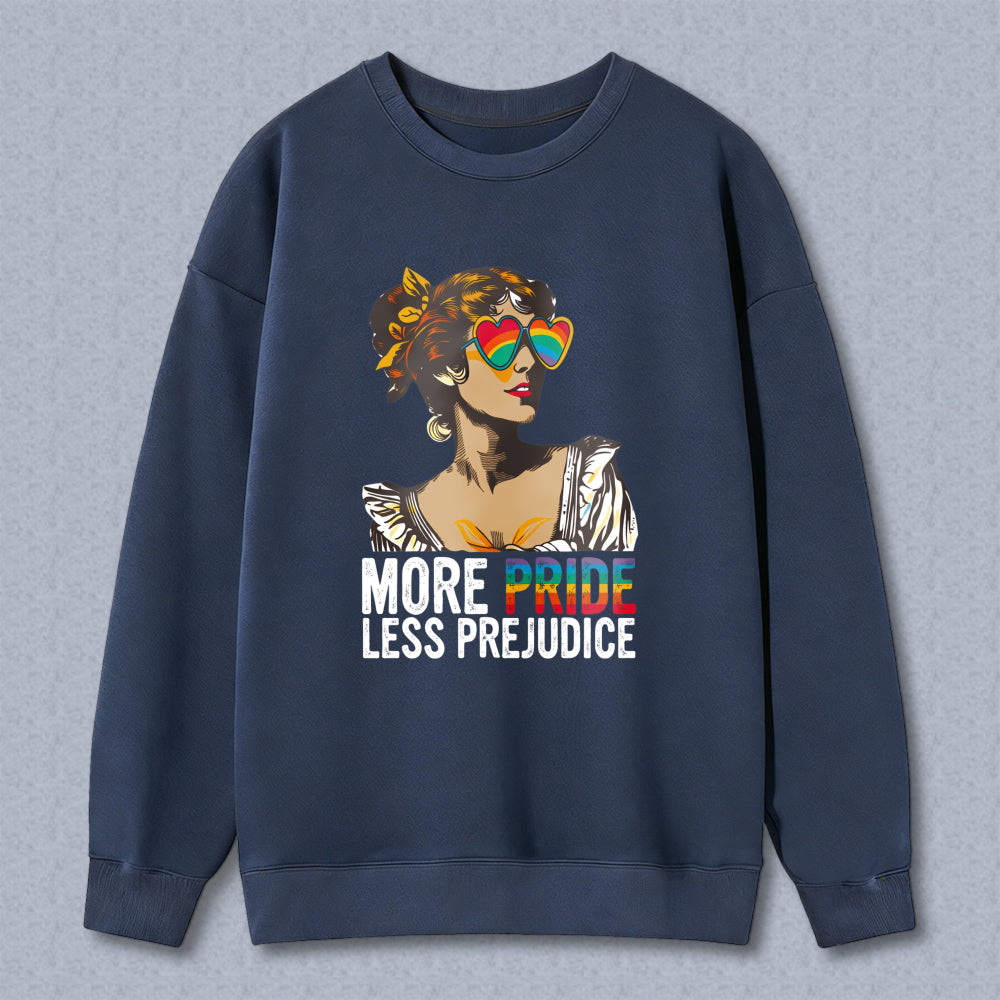 Wardrobecart Woman With Rainbow Heart Sunglasses And Pride Text Unisex Classic Sweatshirt