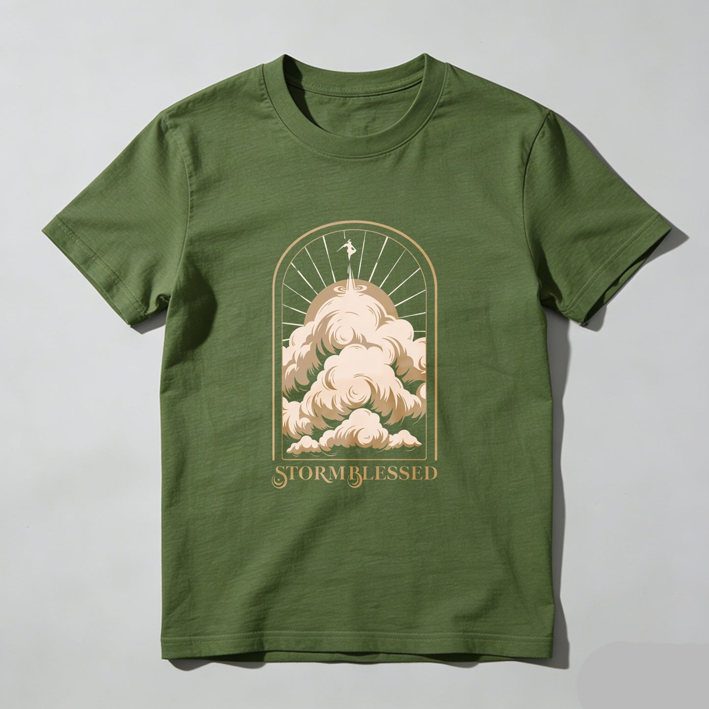 Wardrobecart Storm Blessed Clouds With Angel And Sun Rays Unisex Classic T-shirt
