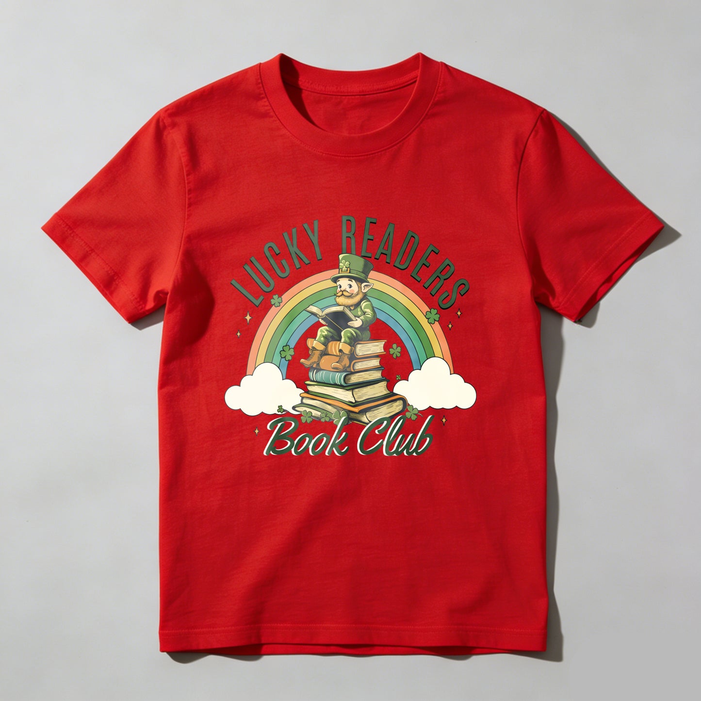 Wardrobecart Lucky Readers Book Club Rainbow Leprechaun Books Unisex Classic T-shirt