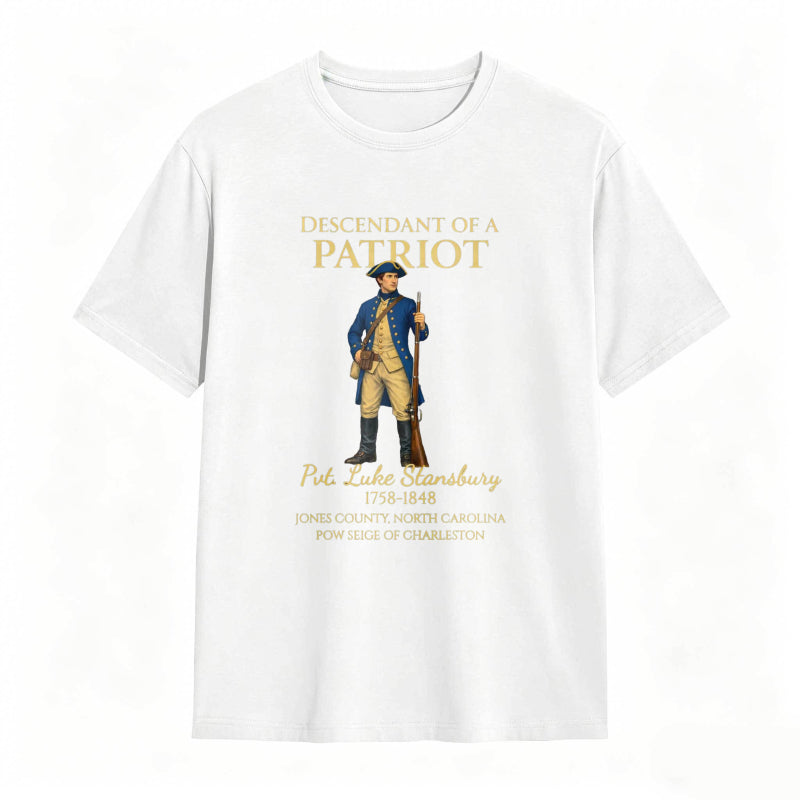 Descendant Of A Patriot Revolutionary War Soldier Portrait With Historical Text T-shirt