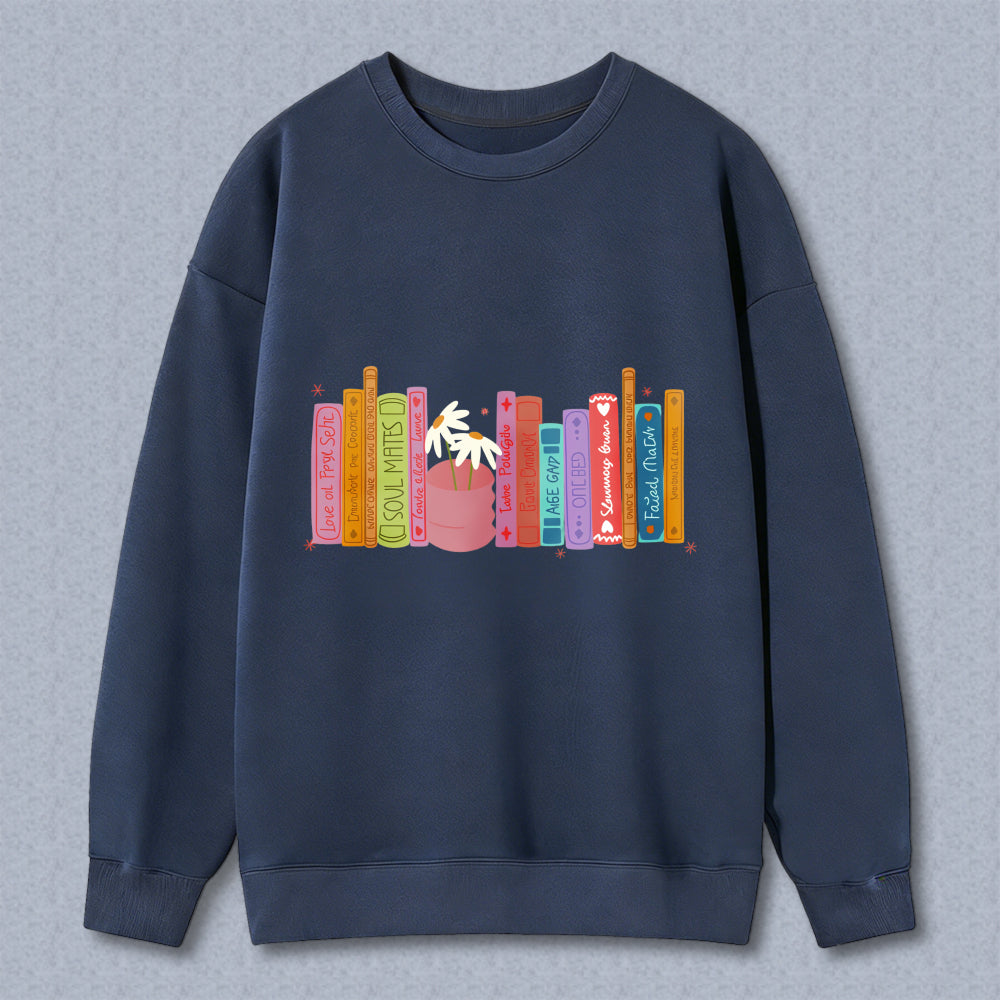 Wardrobecart Bookshelf With Colorful Books And Cupcake Unisex Classic Sweatshirt
