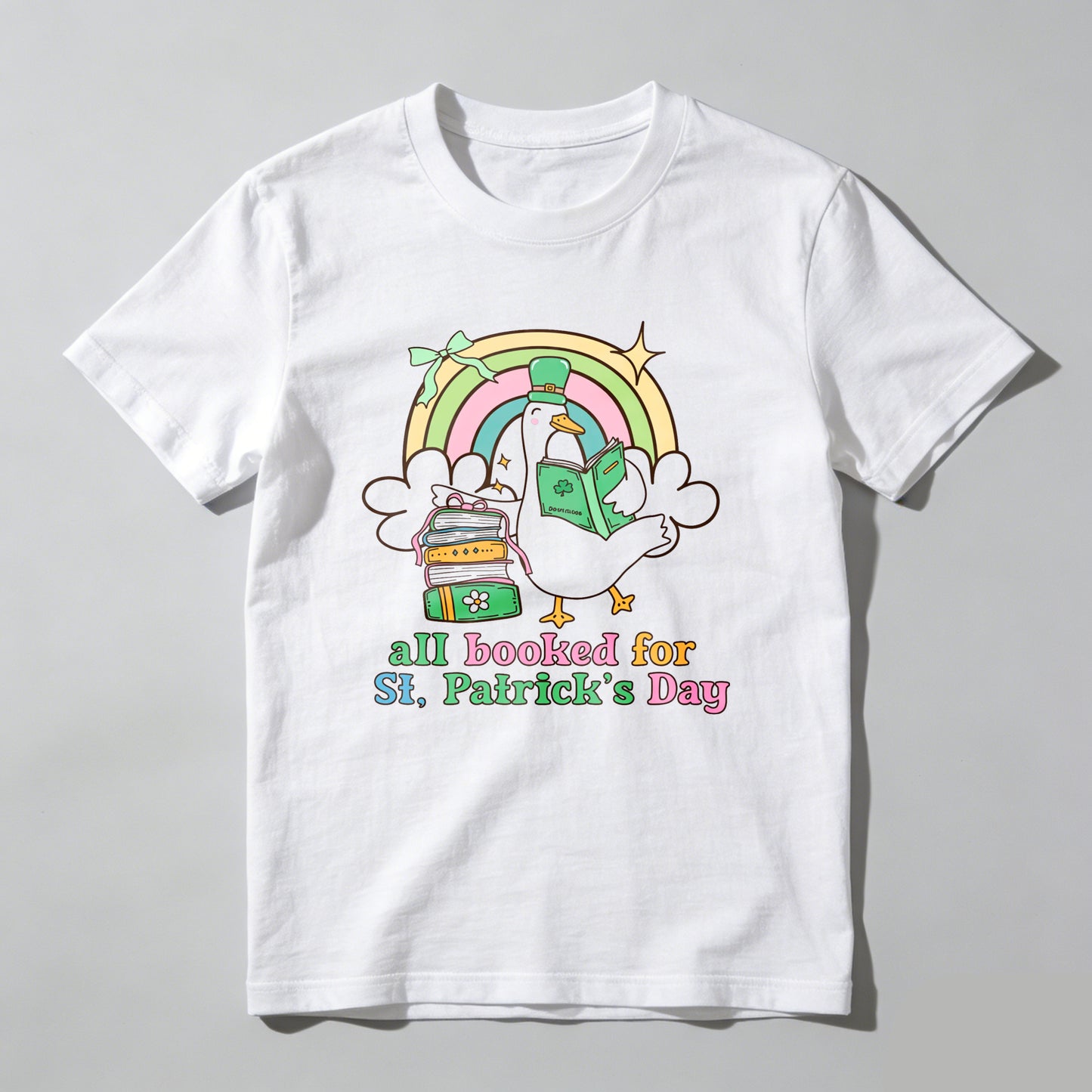 Wardrobecart Rainbow Duck Book Bag Shamrock Unisex Classic T-shirt