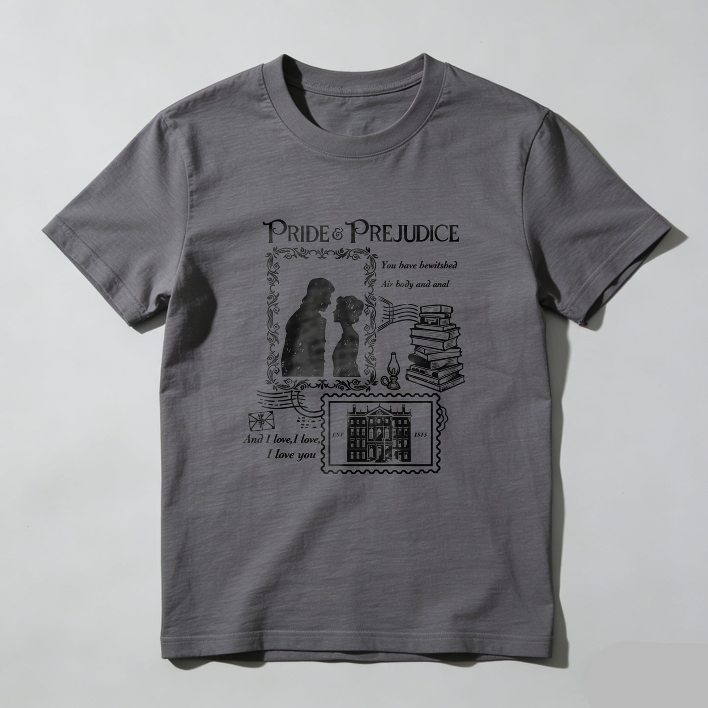 Wardrobecart Pride And Prejudice Couple With Books And House Unisex Classic T-shirt
