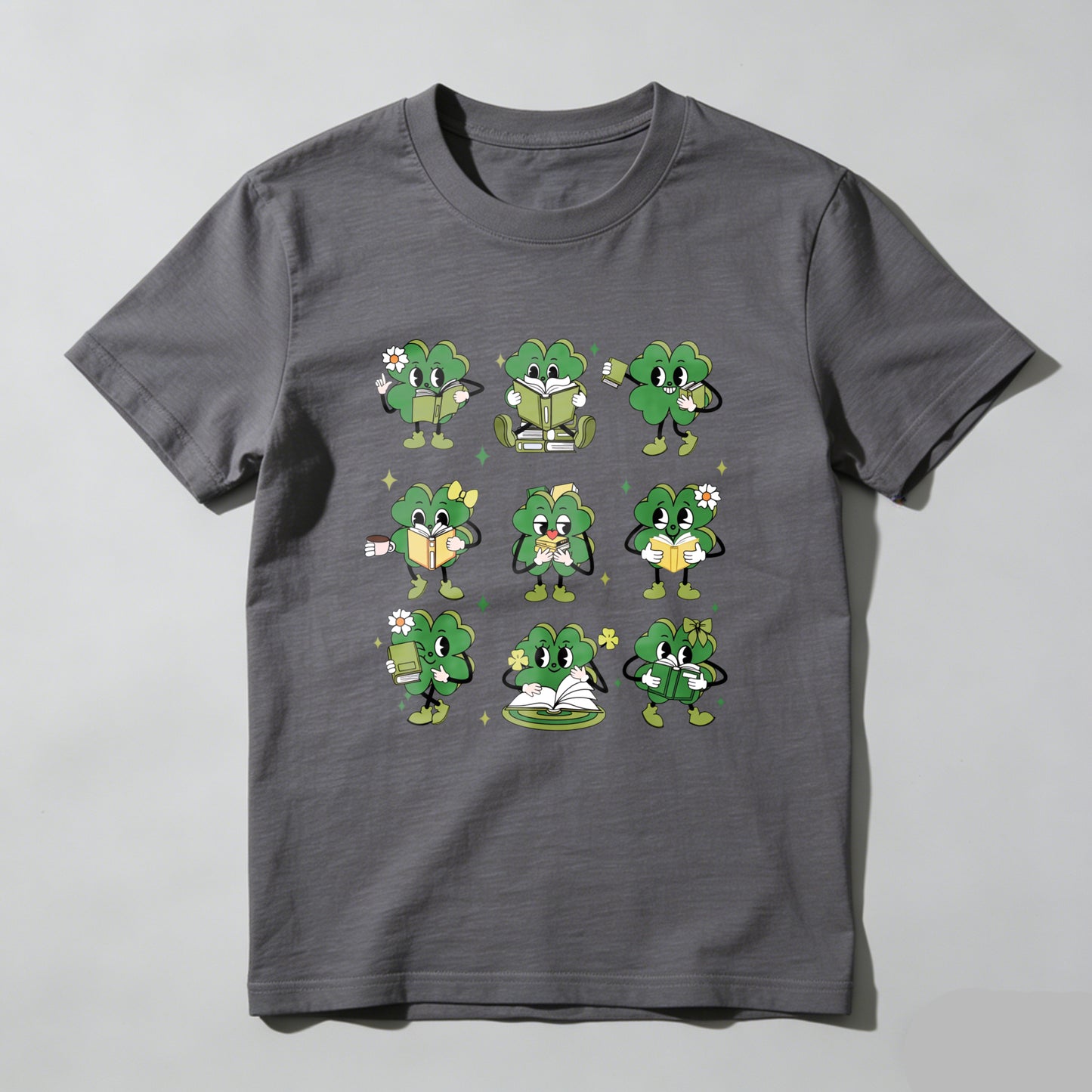 Wardrobecart Cute Clover Characters Reading Books Unisex Classic T-shirt
