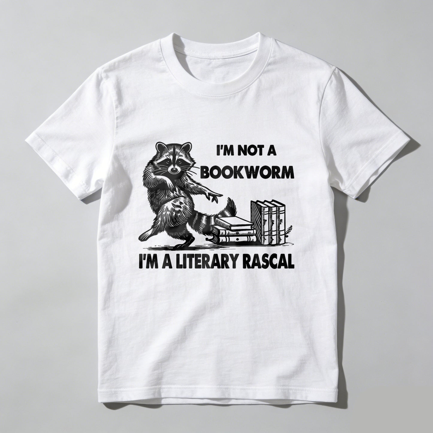 Wardrobecart Raccoon Reading Books With Text Unisex Classic T-shirt