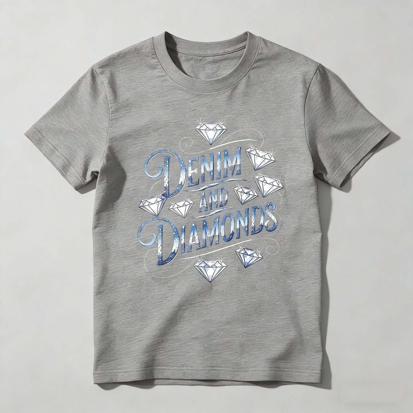 Denim And Diamonds Graphic Design T-shirt
