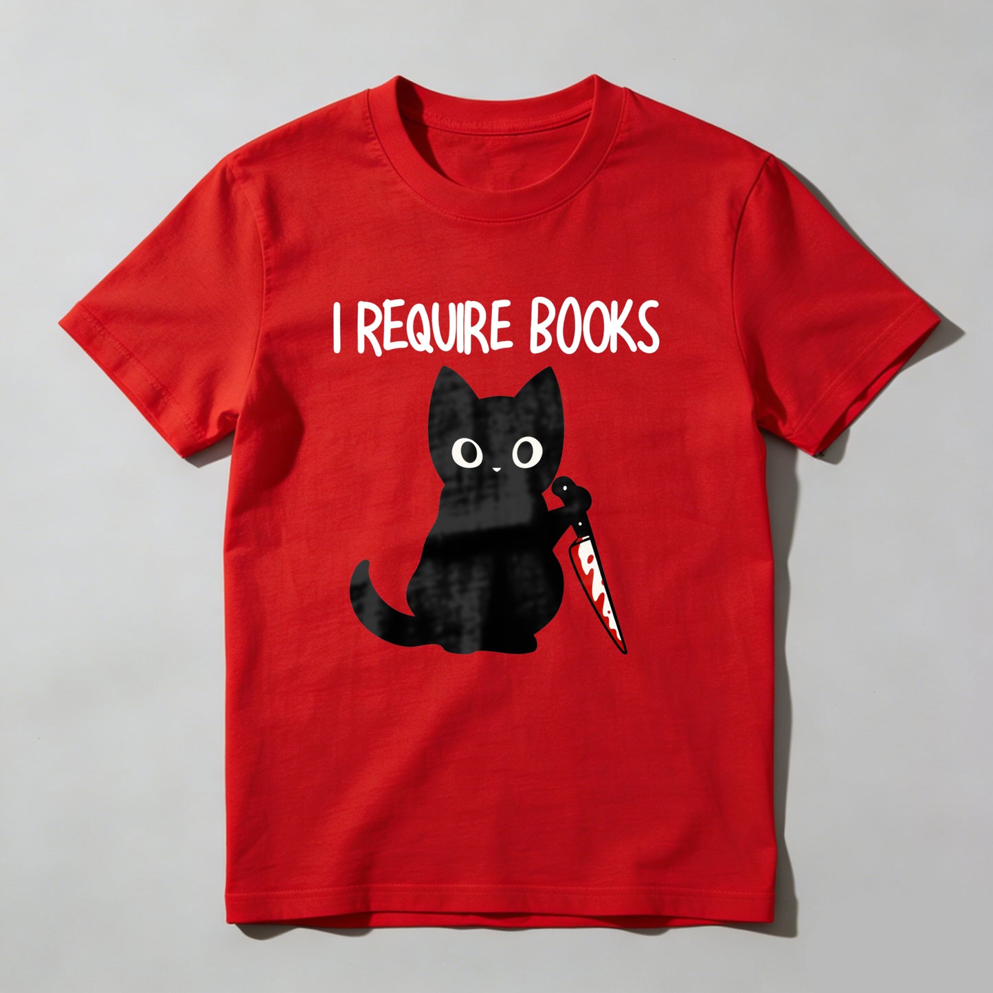 Wardrobecart I Require Books Cat With Knife Unisex Classic T-shirt