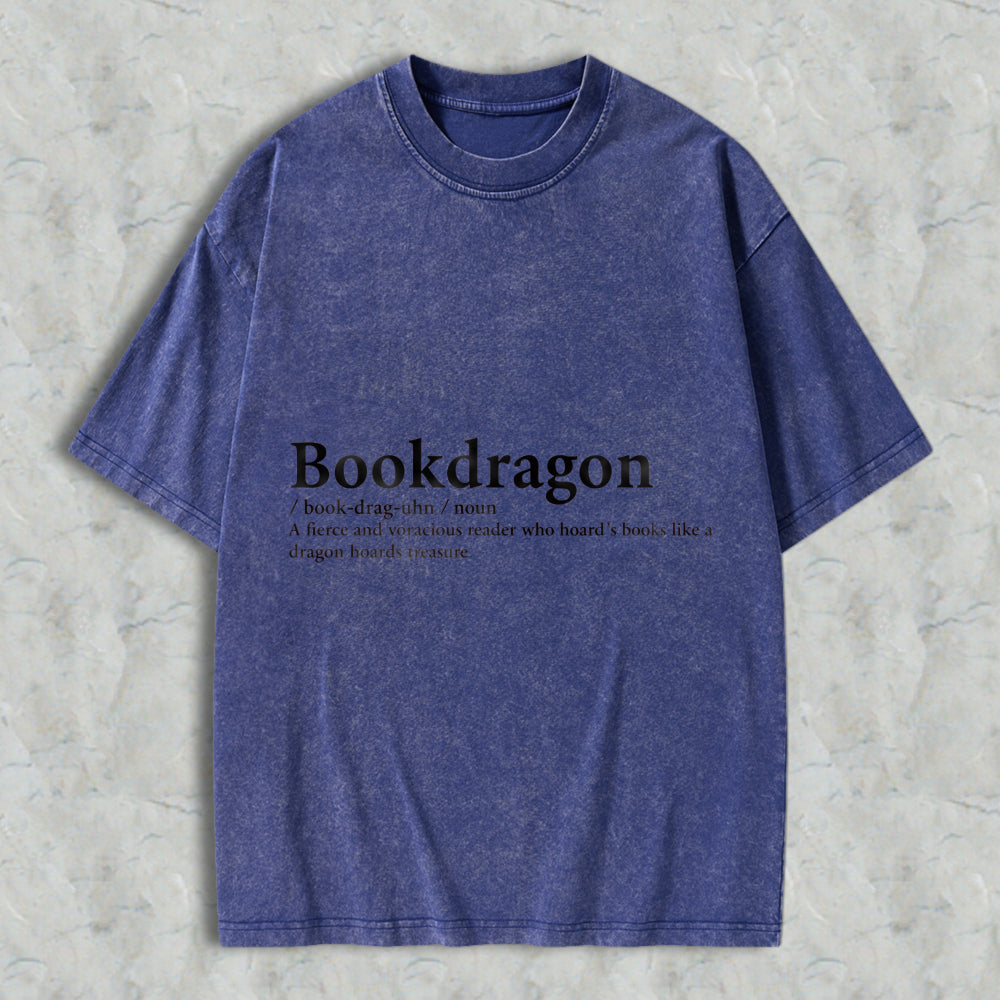 Wardrobecart Bookdragon Definition Unisex Washed T-shirt