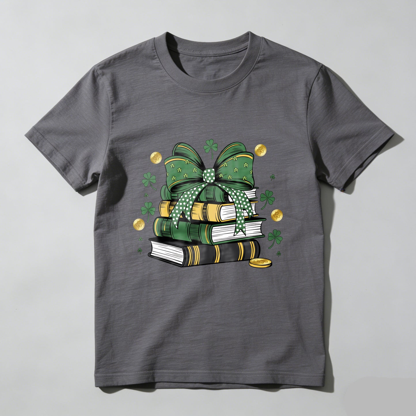 Wardrobecart Green Bow Books Clover Gold Coins Unisex Classic T-shirt