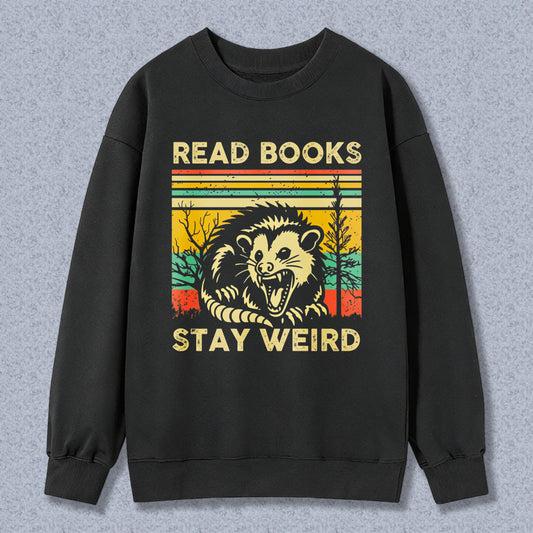 Wardrobecart Read Books Stay Weird Dragon Design Unisex Classic Sweatshirt