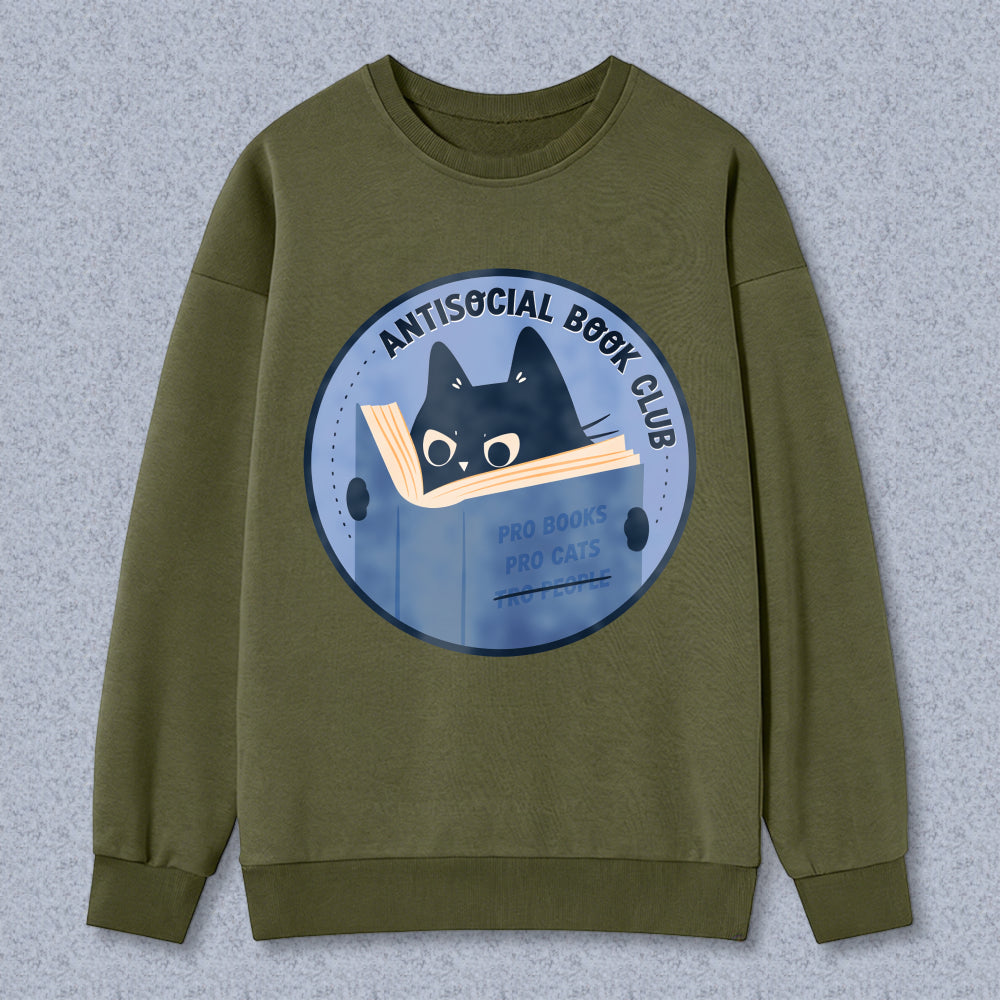 Wardrobecart Antisocial Book Club Cat Reading Book Pro Books Pro Cats Unisex Classic Sweatshirt