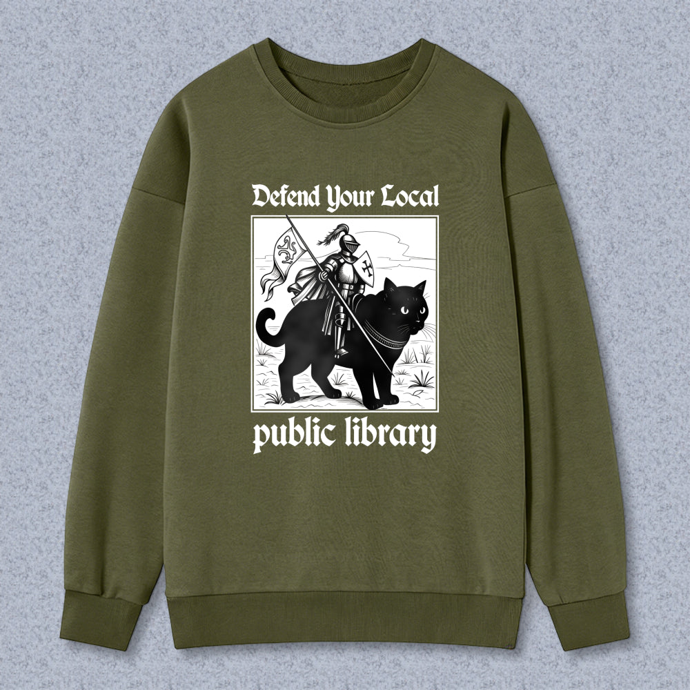 Wardrobecart Cat Knight With Flag And Sword Graphic Unisex Classic Sweatshirt