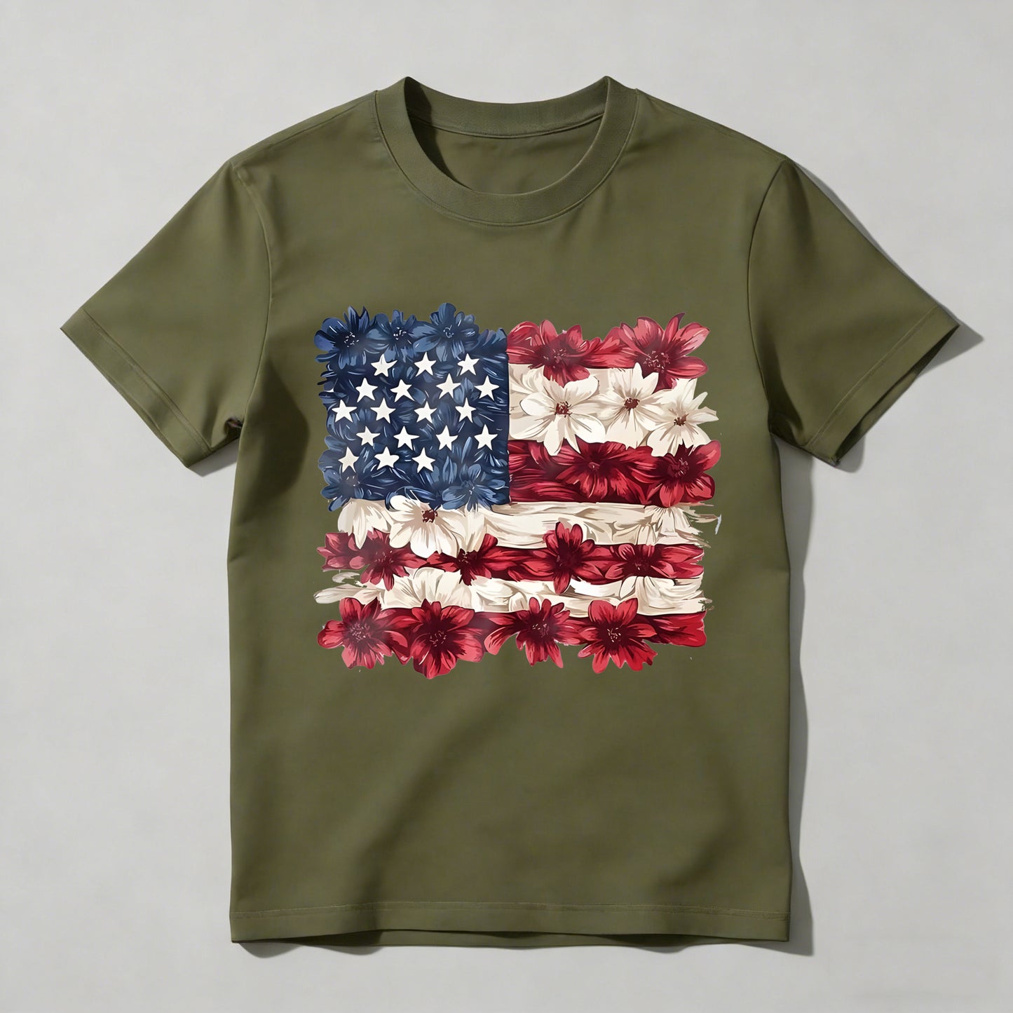 Floral American Flag Design T-shirt