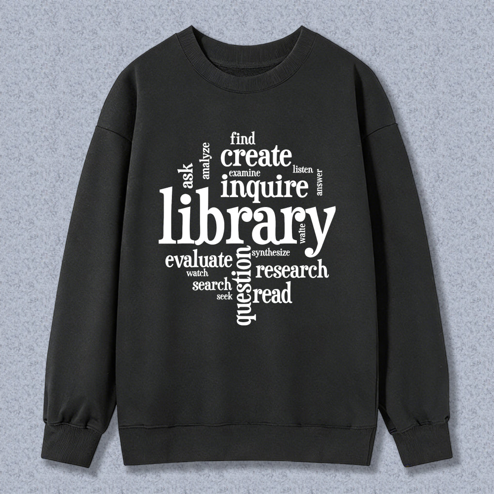 Wardrobecart Library Word Cloud Design Unisex Classic Sweatshirt