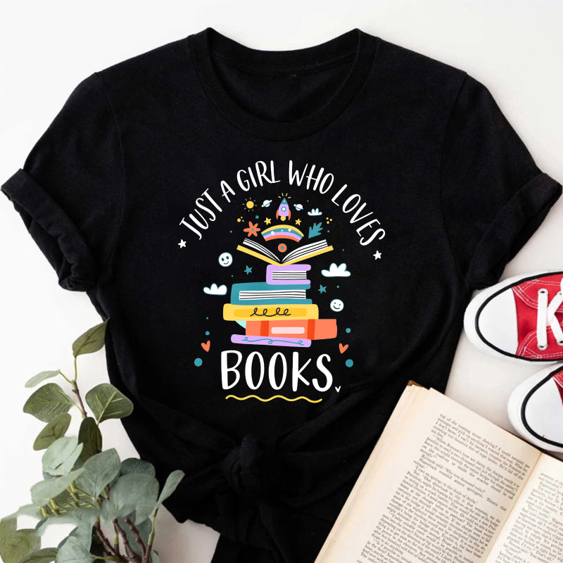 Wardrobecart Just A Girl Who Loves Books Unisex Classic T-shirt(2)