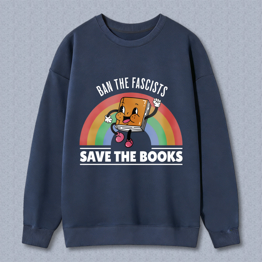 Wardrobecart Book Character With Rainbow And Save The Books Text Unisex Classic Sweatshirt