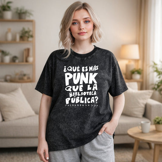 Wardrobecart What Is More Punk Than The Public Library Question Mark Unisex Washed T-shirt