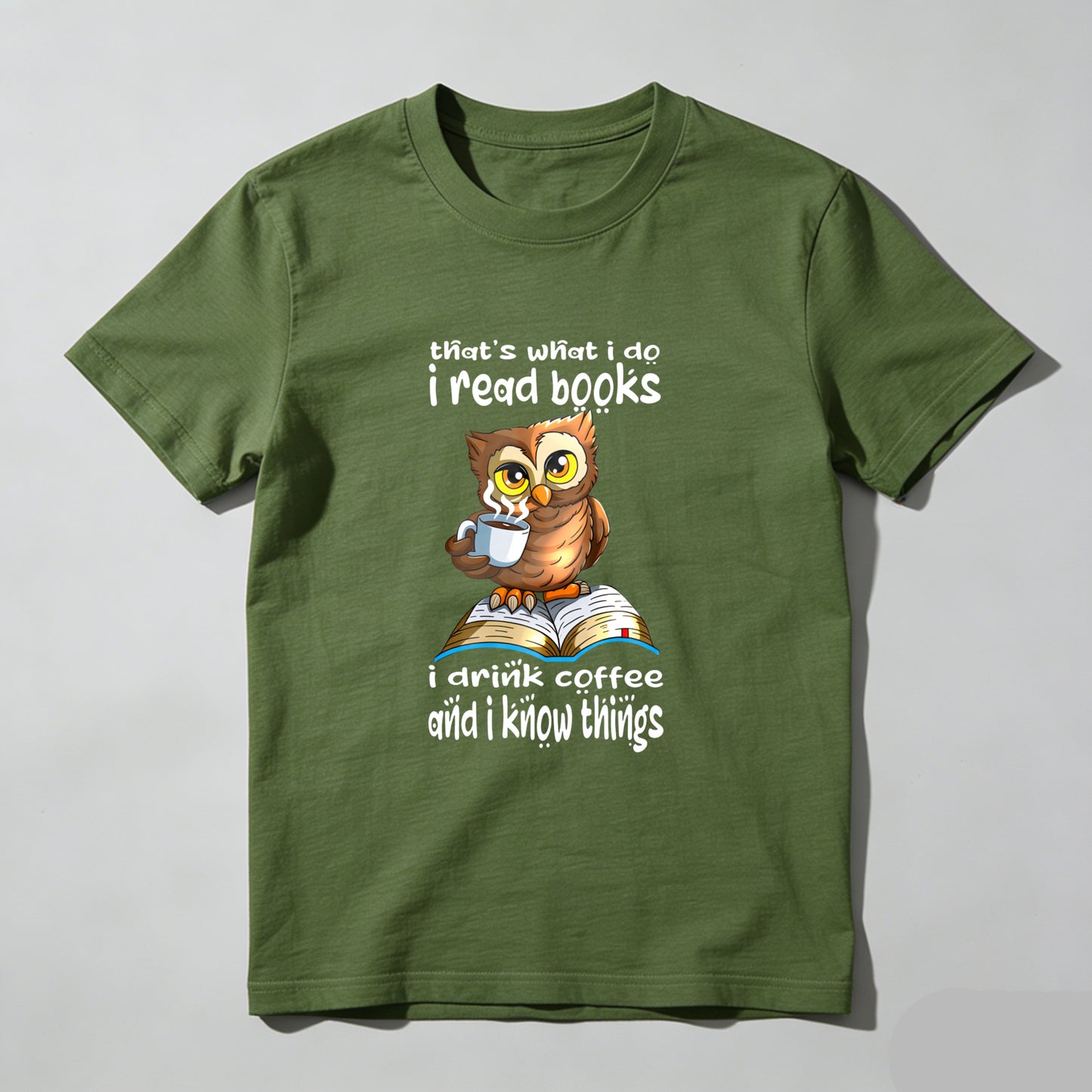 Wardrobecart Owl Reading Book Coffee Knowledge Saying Unisex Classic T-shirt