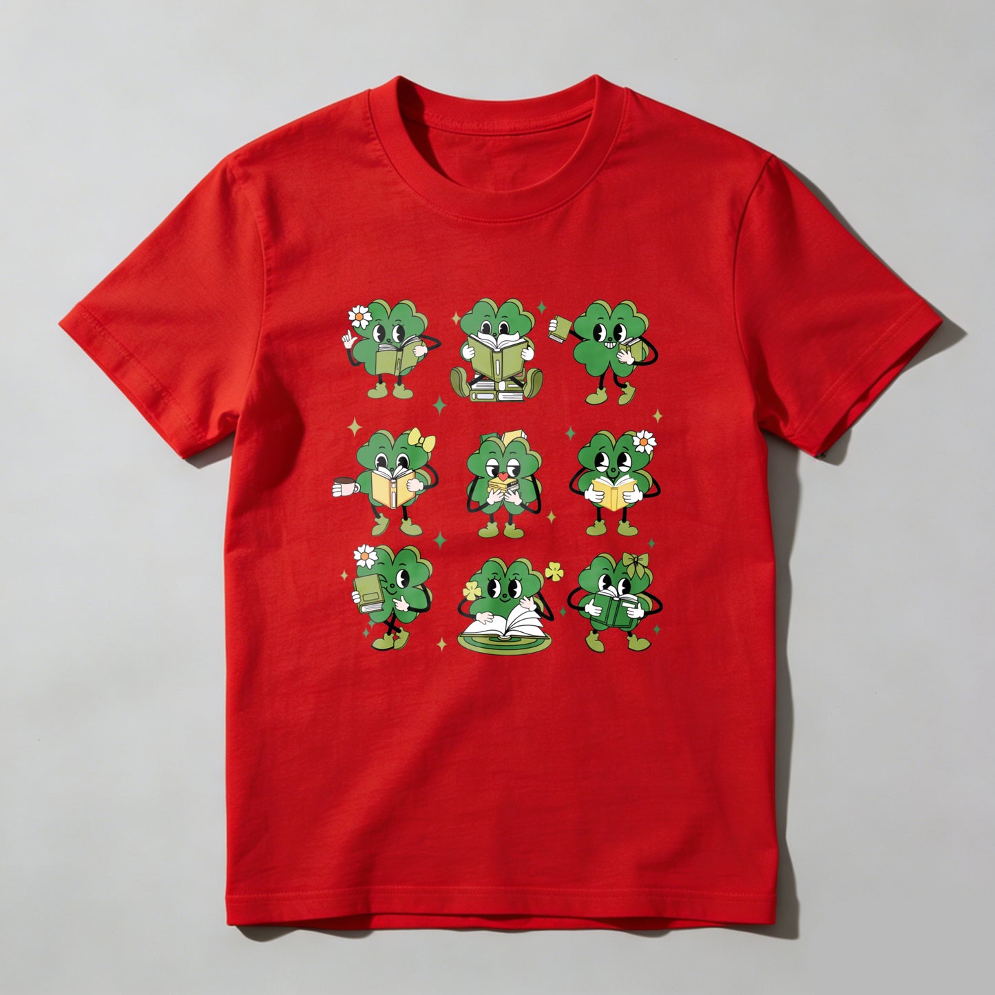 Wardrobecart Cute Clover Characters Reading Books Unisex Classic T-shirt