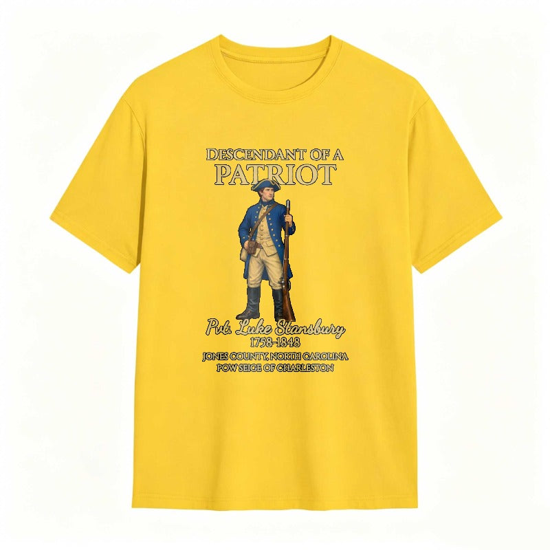 Descendant Of A Patriot Revolutionary War Soldier Portrait With Historical Text T-shirt
