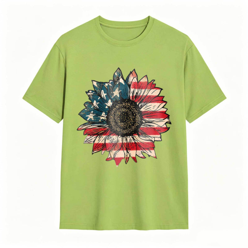 Sunflower With American Flag Design T-shirt