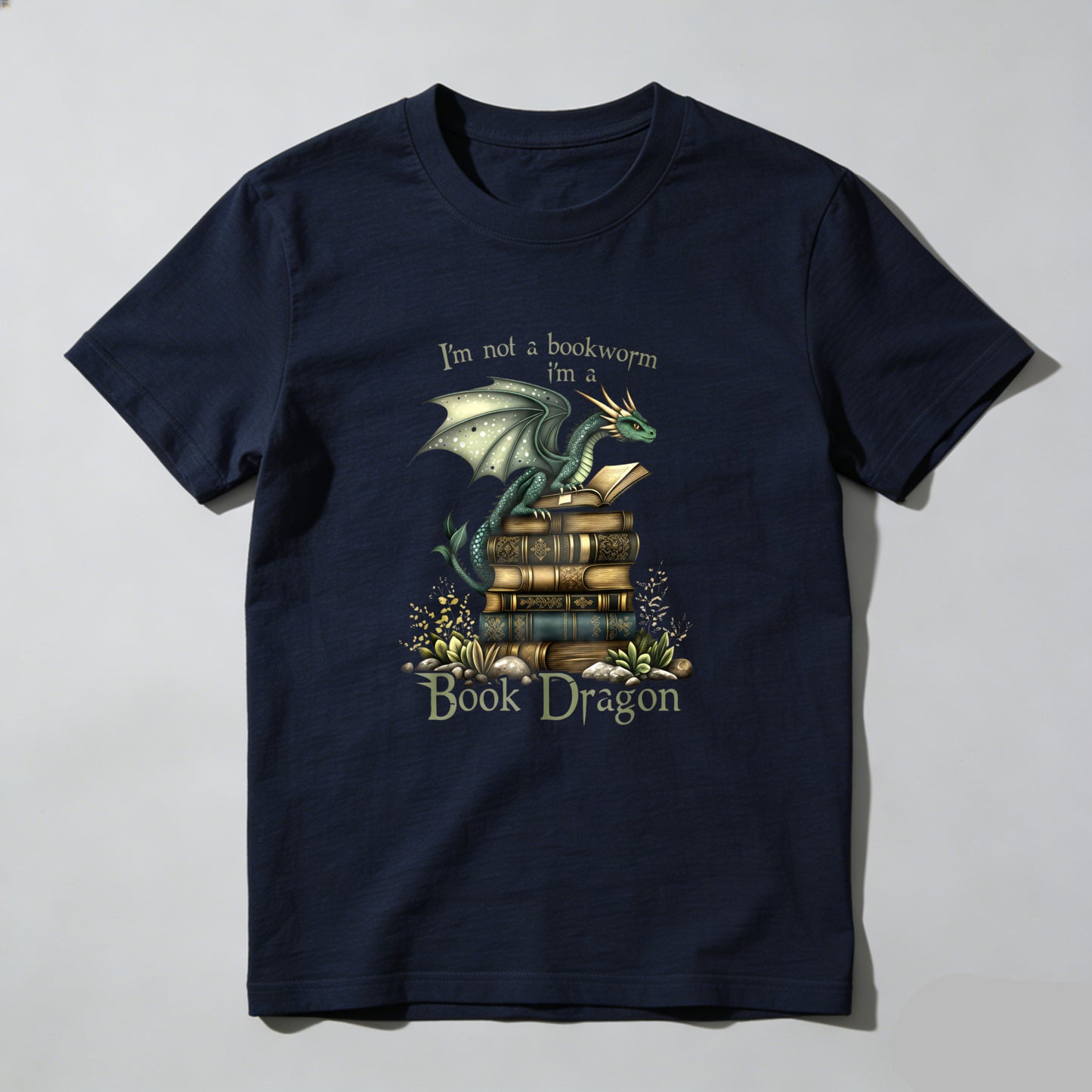 Wardrobecart Dragon Perched On Books With Text Above And Below Unisex Classic T-shirt