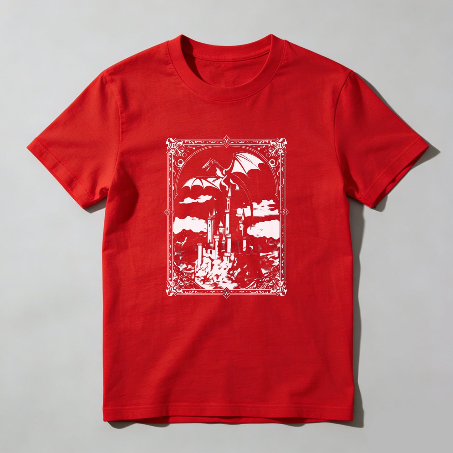 Wardrobecart Dragon Castle Sky Clouds Frame Artwork Design Unisex Classic T-shirt