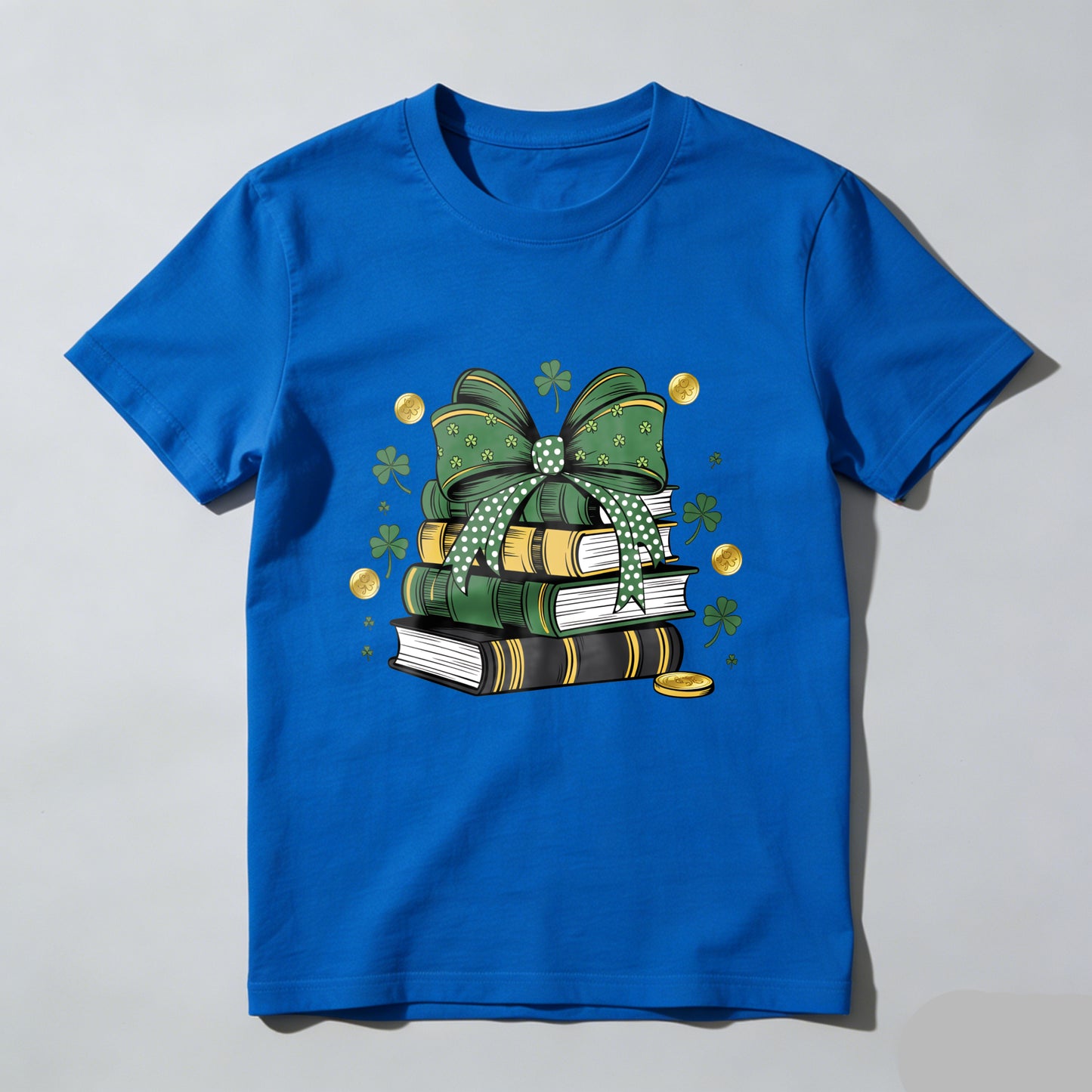 Wardrobecart Green Bow Books Clover Gold Coins Unisex Classic T-shirt