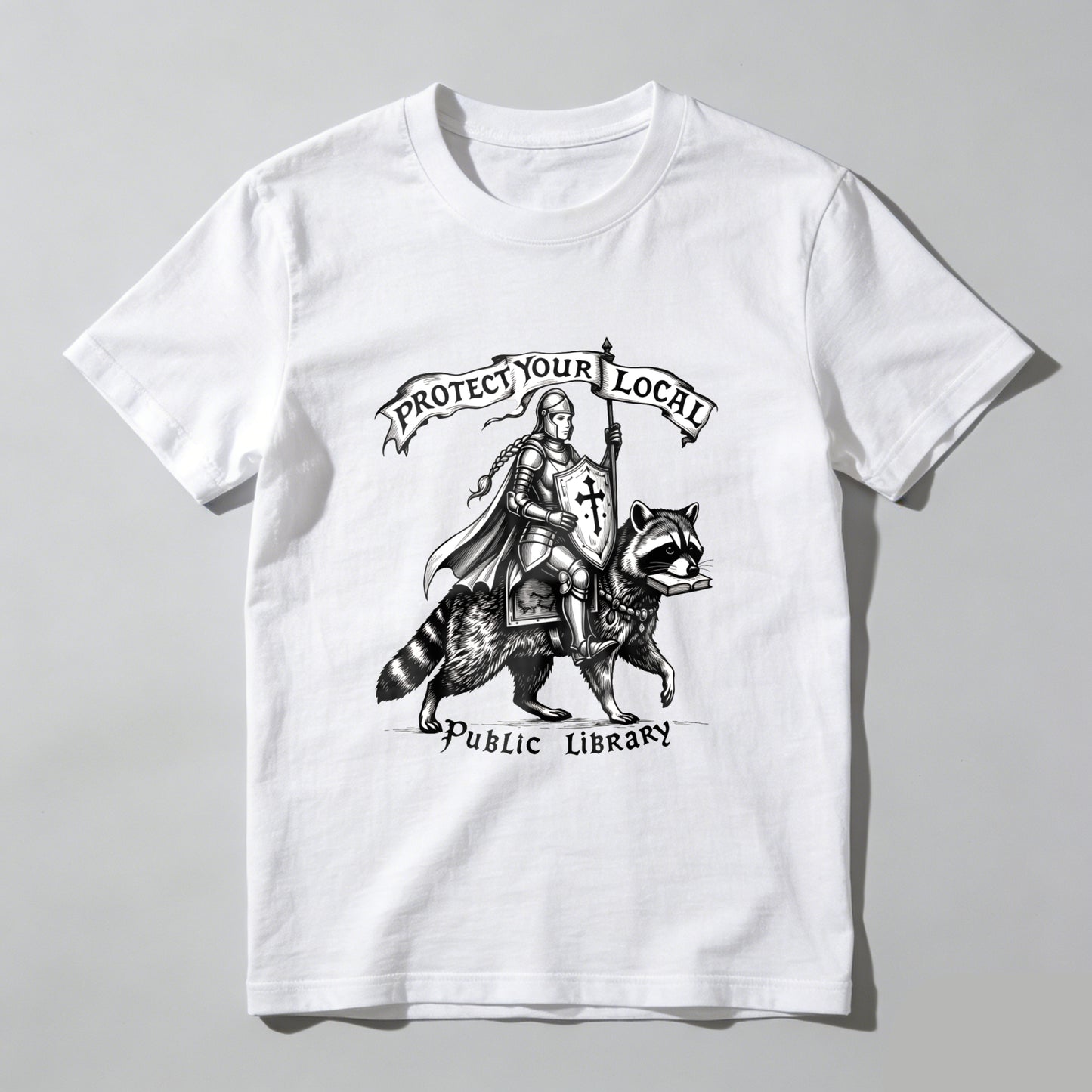 Wardrobecart Knight Riding Raccoon With Sword And Shield Unisex Classic T-shirt
