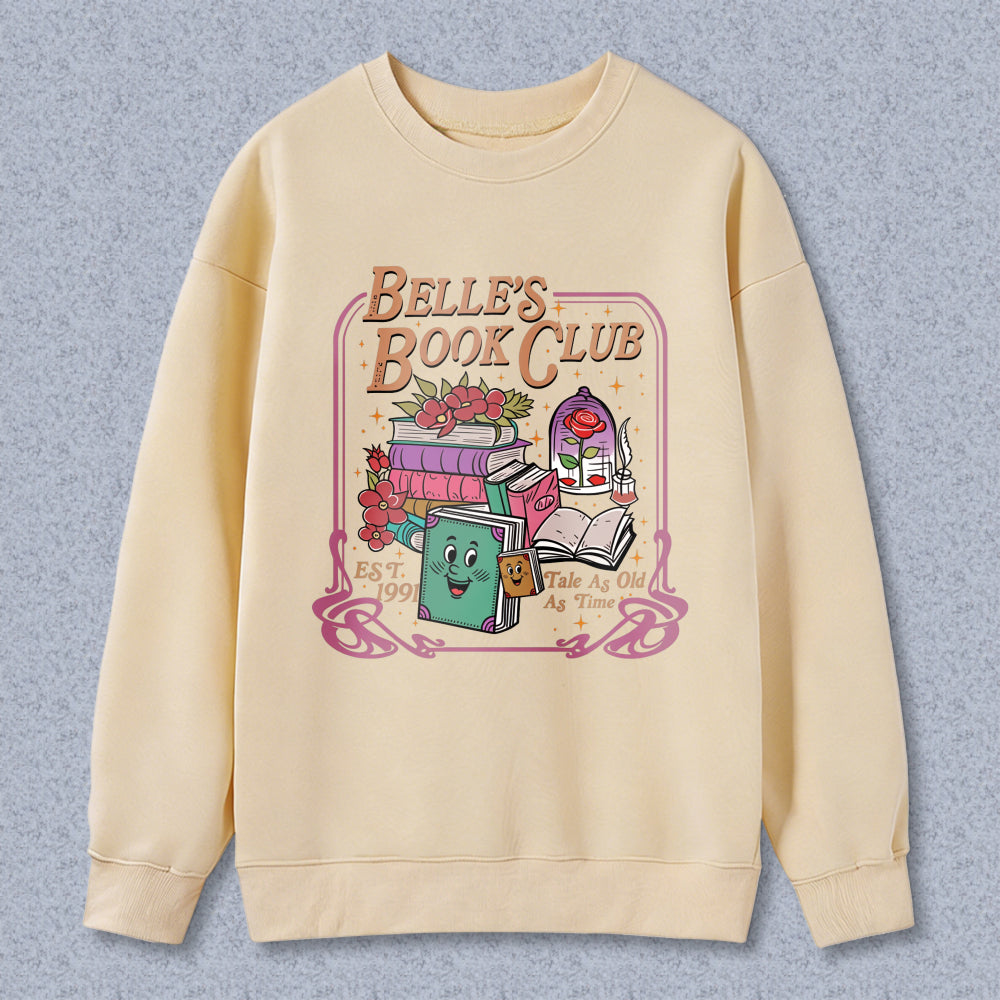 Wardrobecart Belle's Book Club With Books And Magic Lamp Design Unisex Classic Sweatshirt