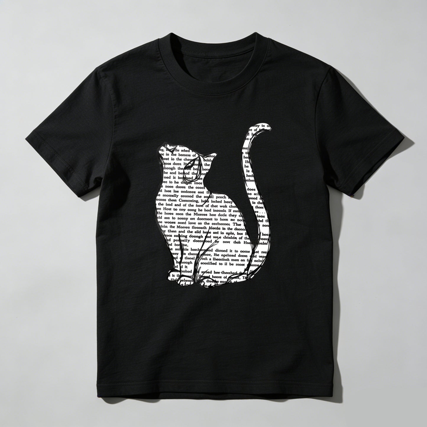 Wardrobecart Cat Silhouette With Text Pattern Unisex Classic T-shirt