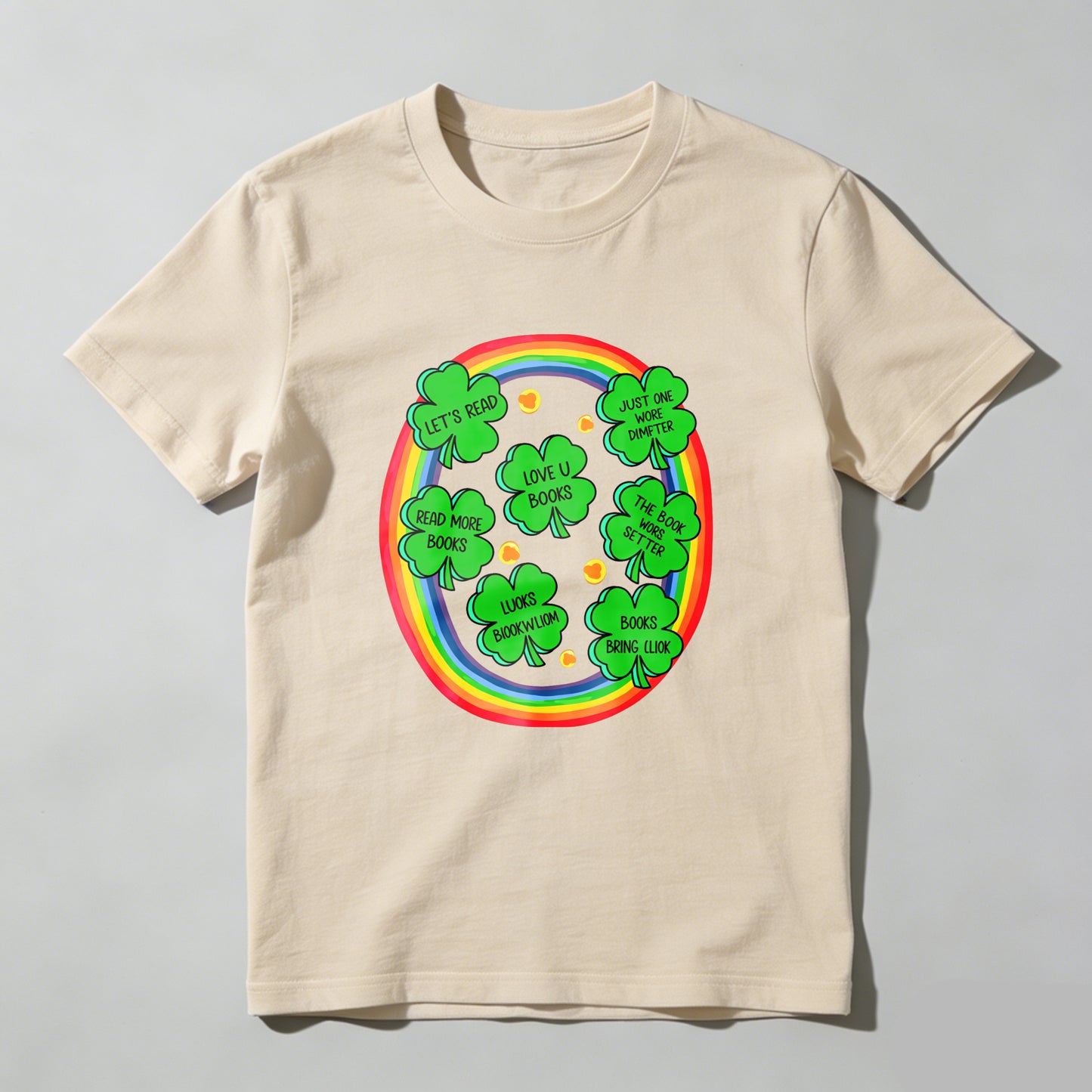 Wardrobecart Rainbow Clover With Messages Inside Unisex Classic T-shirt
