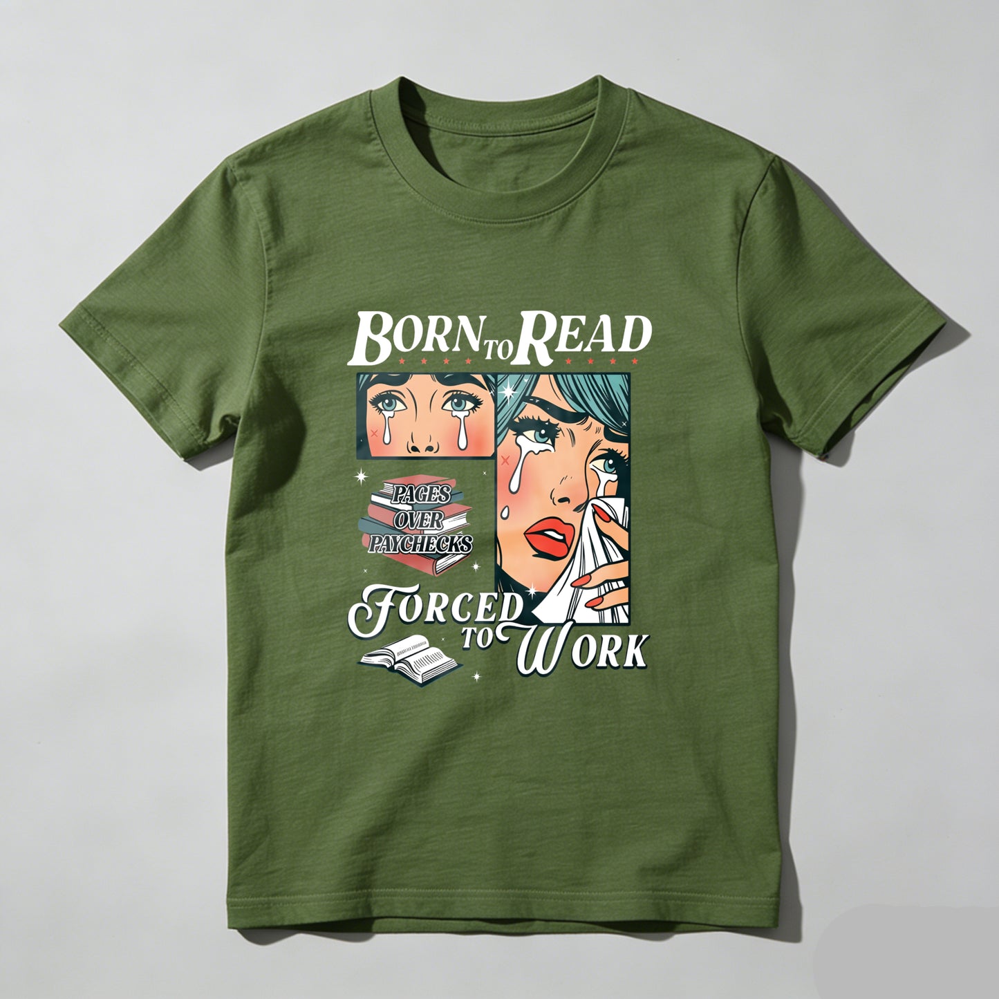Wardrobecart Born To Read Forced To Work Unisex Classic T-shirt(3)