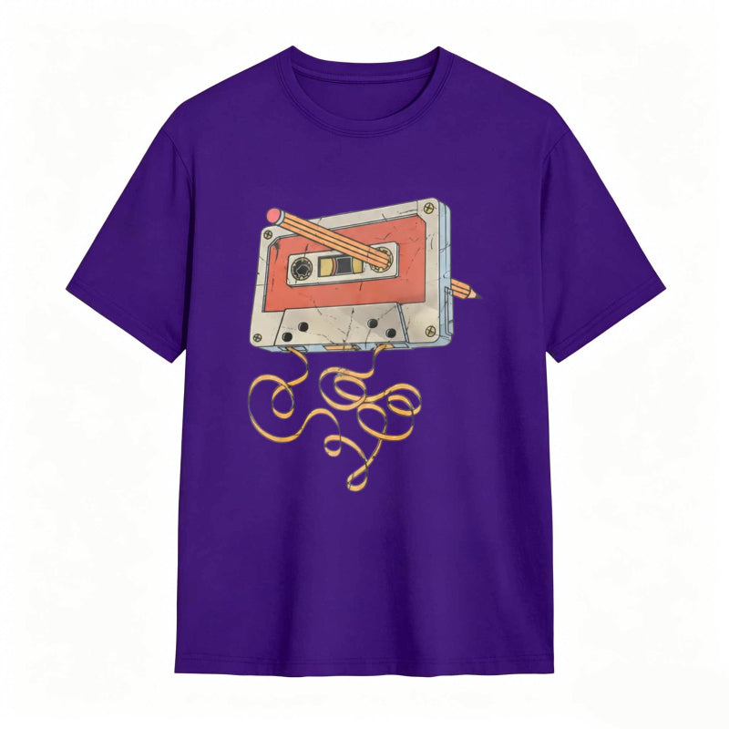 Vintage Cassette Tape Repair Print Funny Graphic T-Shirt