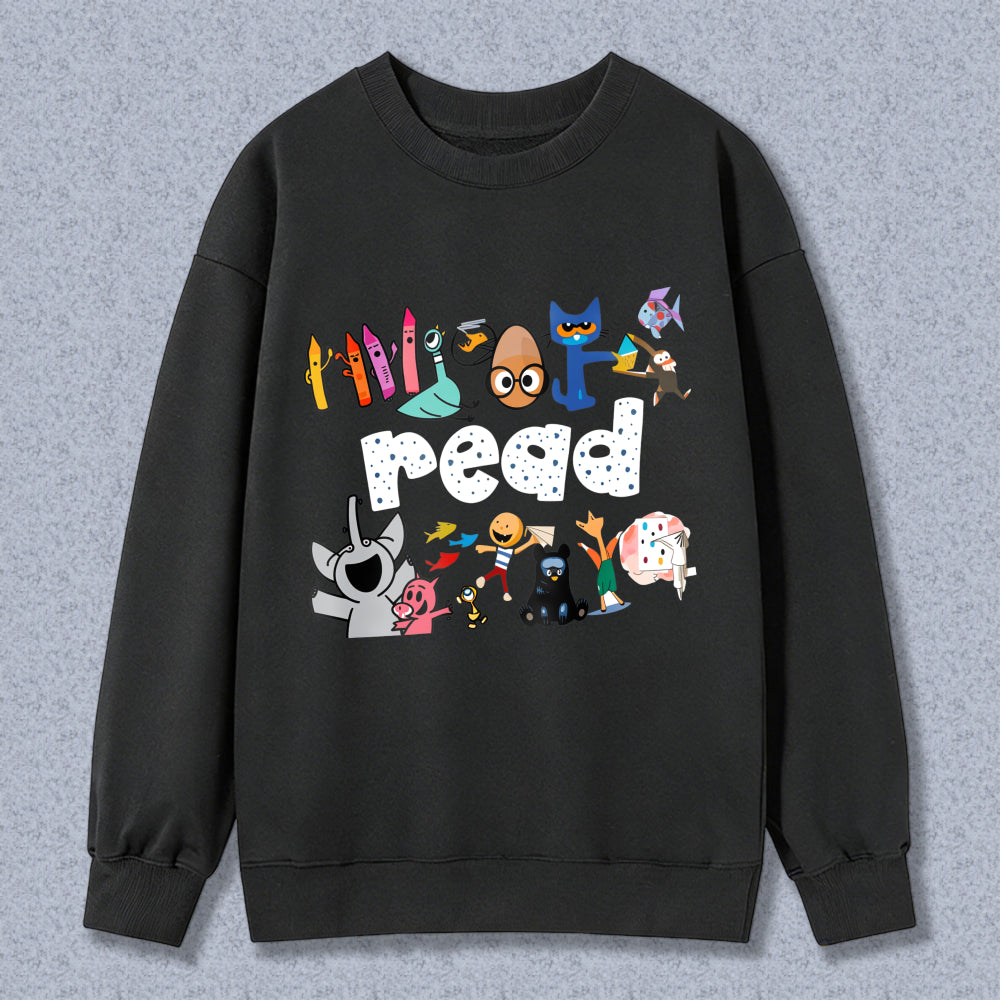 Wardrobecart Cartoon Characters And Colorful Letters Unisex Classic Sweatshirt