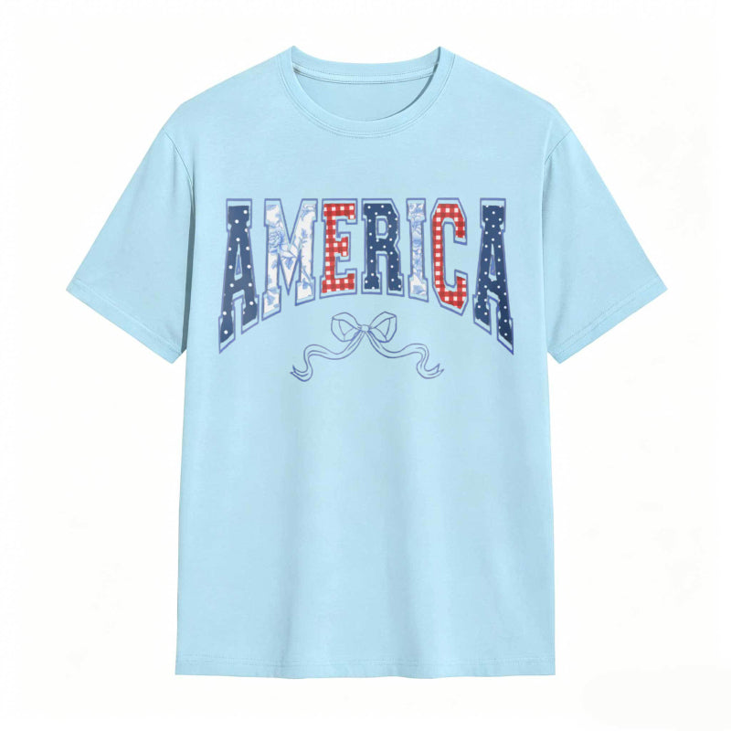 America Patriotic Stars And Stripes Design T-shirt