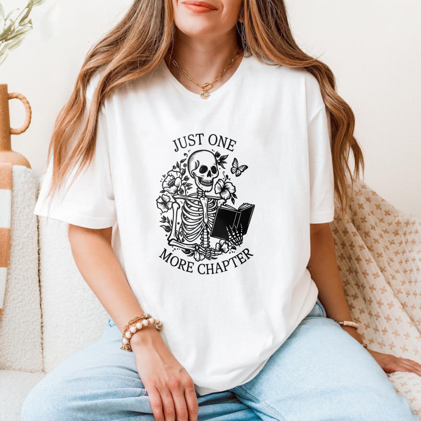 Wardrobecart Skeleton Reading Book With Flowers And Butterfly Unisex Classic T-shirt