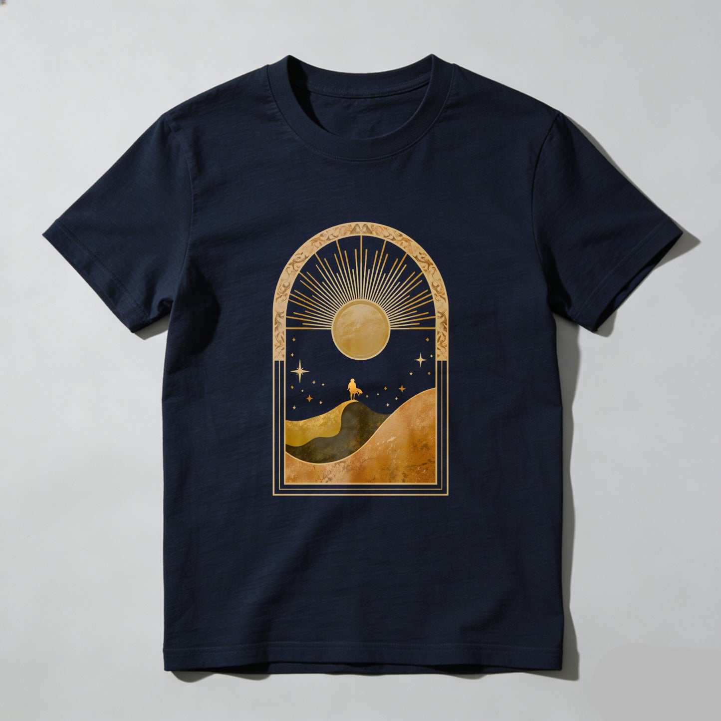 Wardrobecart Sunset Landscape With Stars And Camel Unisex Classic T-shirt
