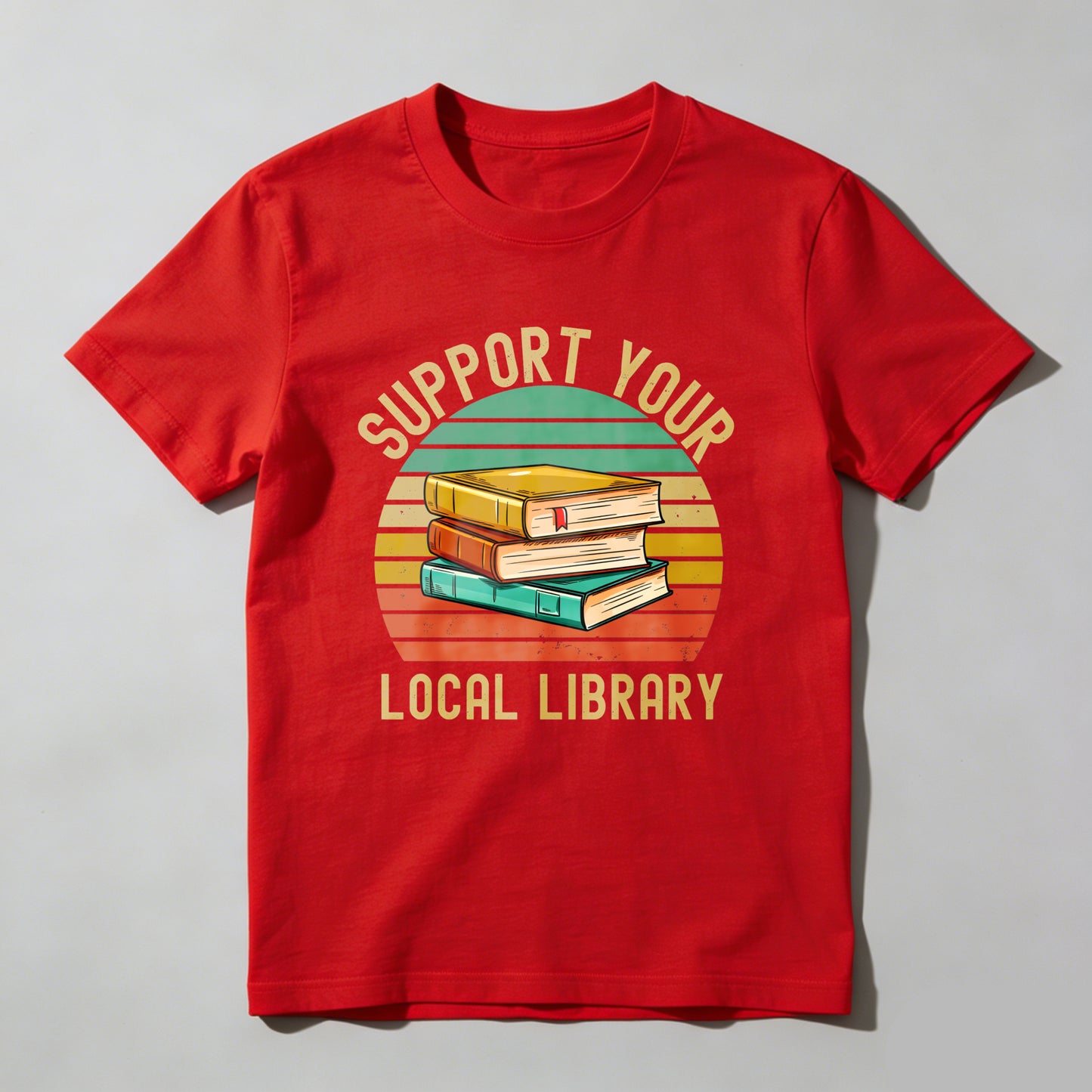 Wardrobecart Support Your Local Library Books Stack Sunset Unisex Classic T-shirt