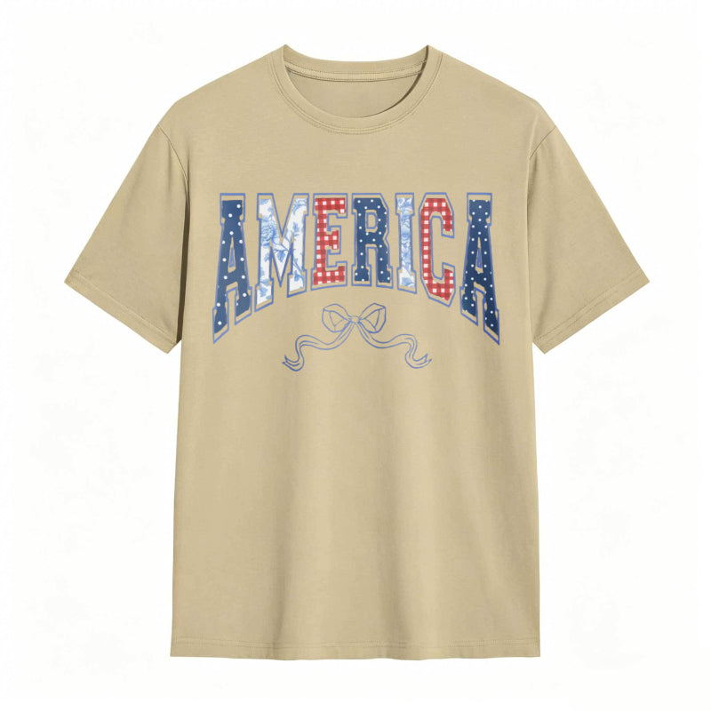 America Patriotic Stars And Stripes Design T-shirt