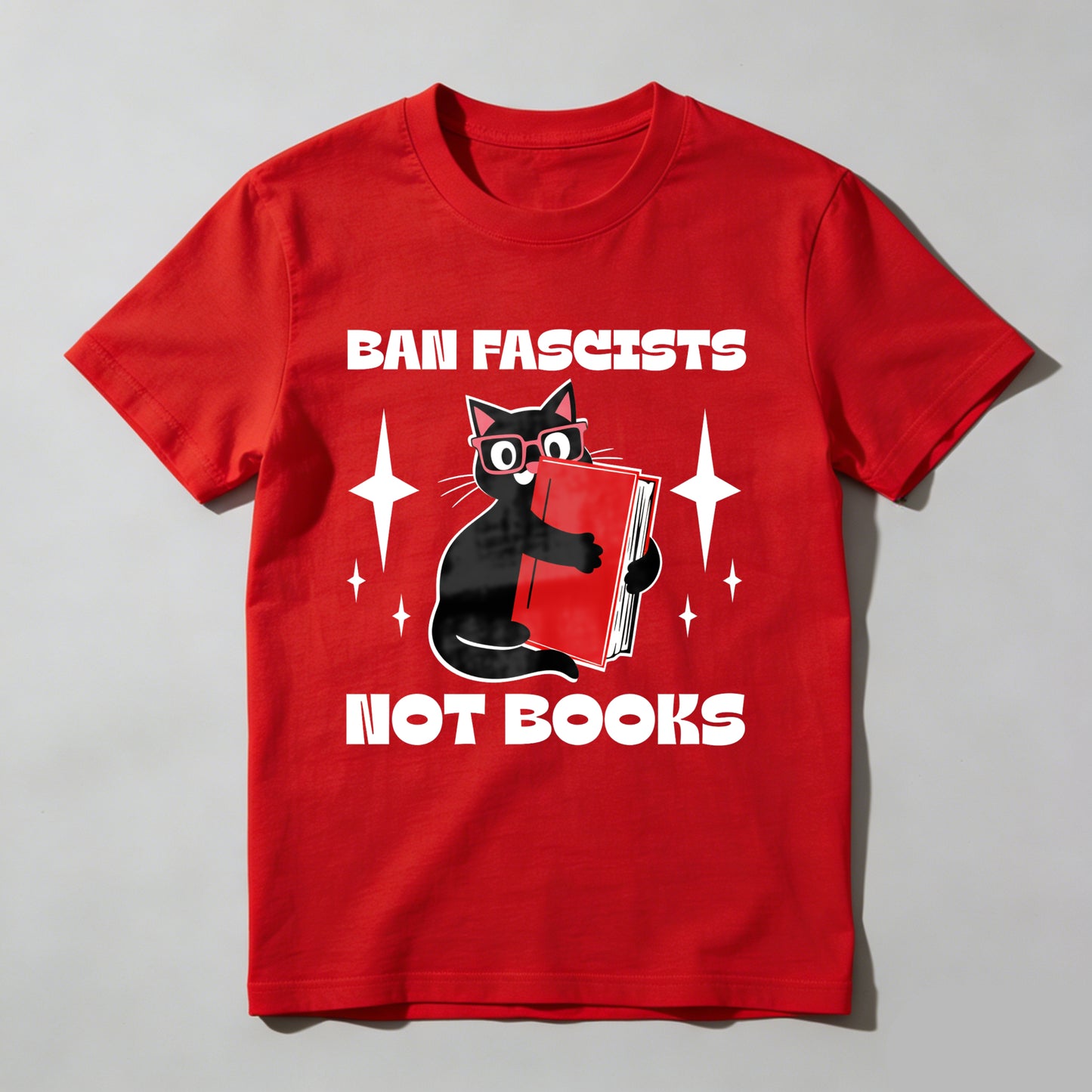 Wardrobecart Ban Fascists Not Books Cat Reading Book Unisex Classic T-shirt