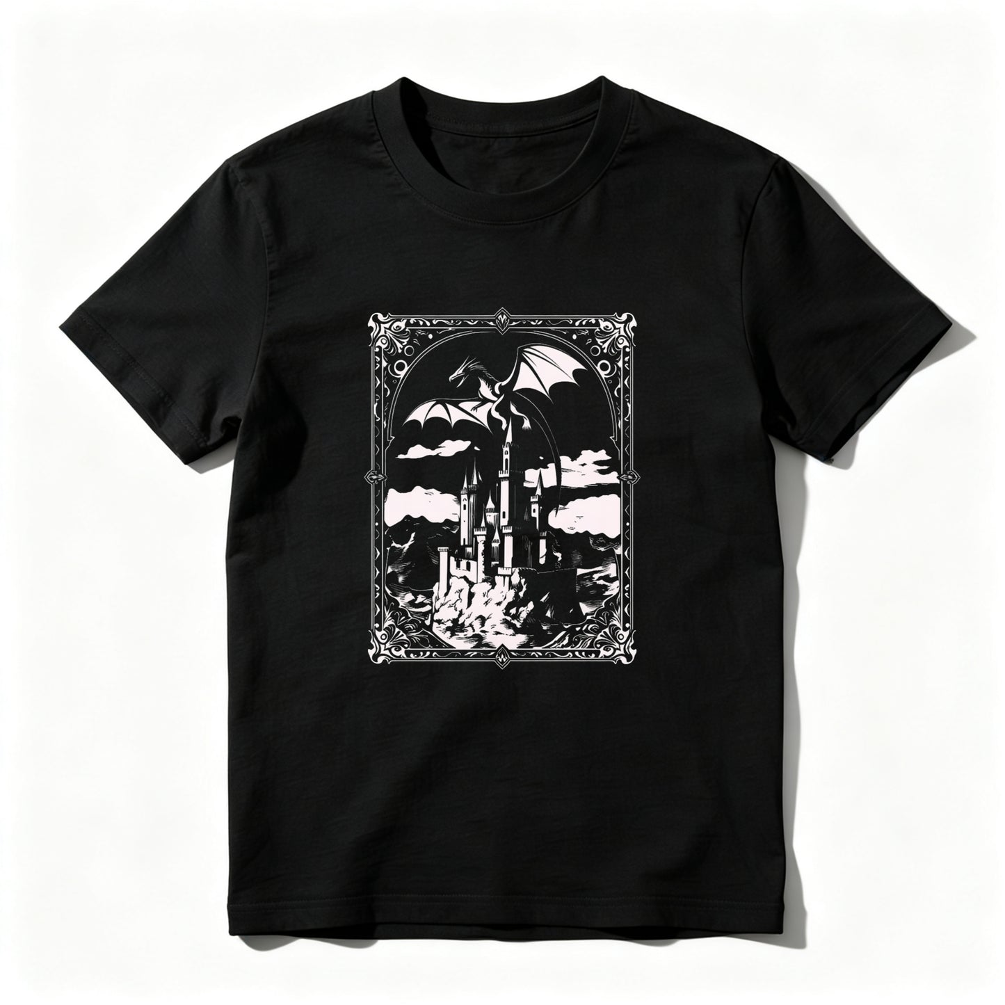 Wardrobecart Dragon Castle Sky Clouds Frame Artwork Design Unisex Classic T-shirt