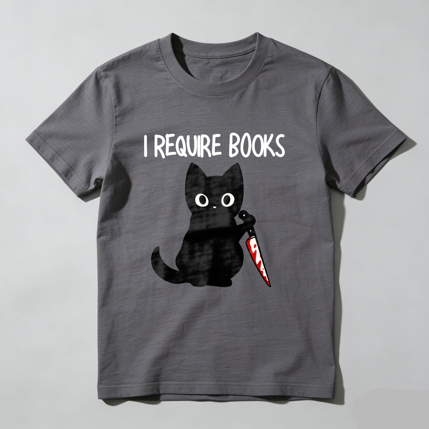 Wardrobecart I Require Books Cat With Knife Unisex Classic T-shirt