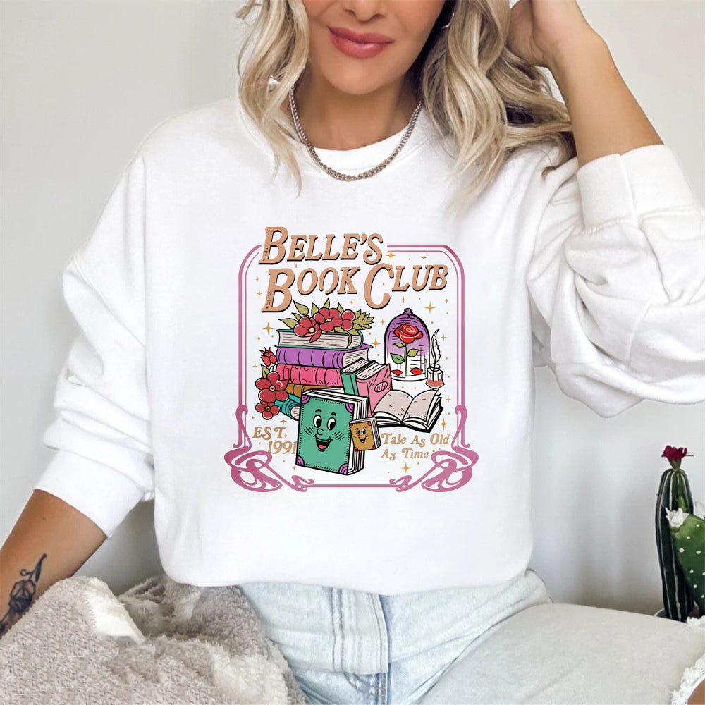 Wardrobecart Belle's Book Club With Books And Magic Lamp Design Unisex Classic Sweatshirt