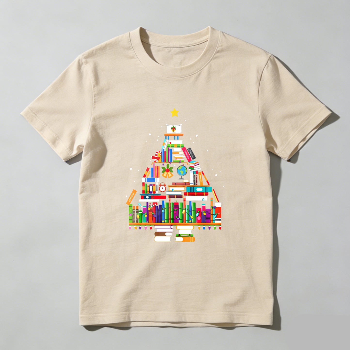 Wardrobecart Books Form Christmas Tree Pattern Unisex Classic T-shirt