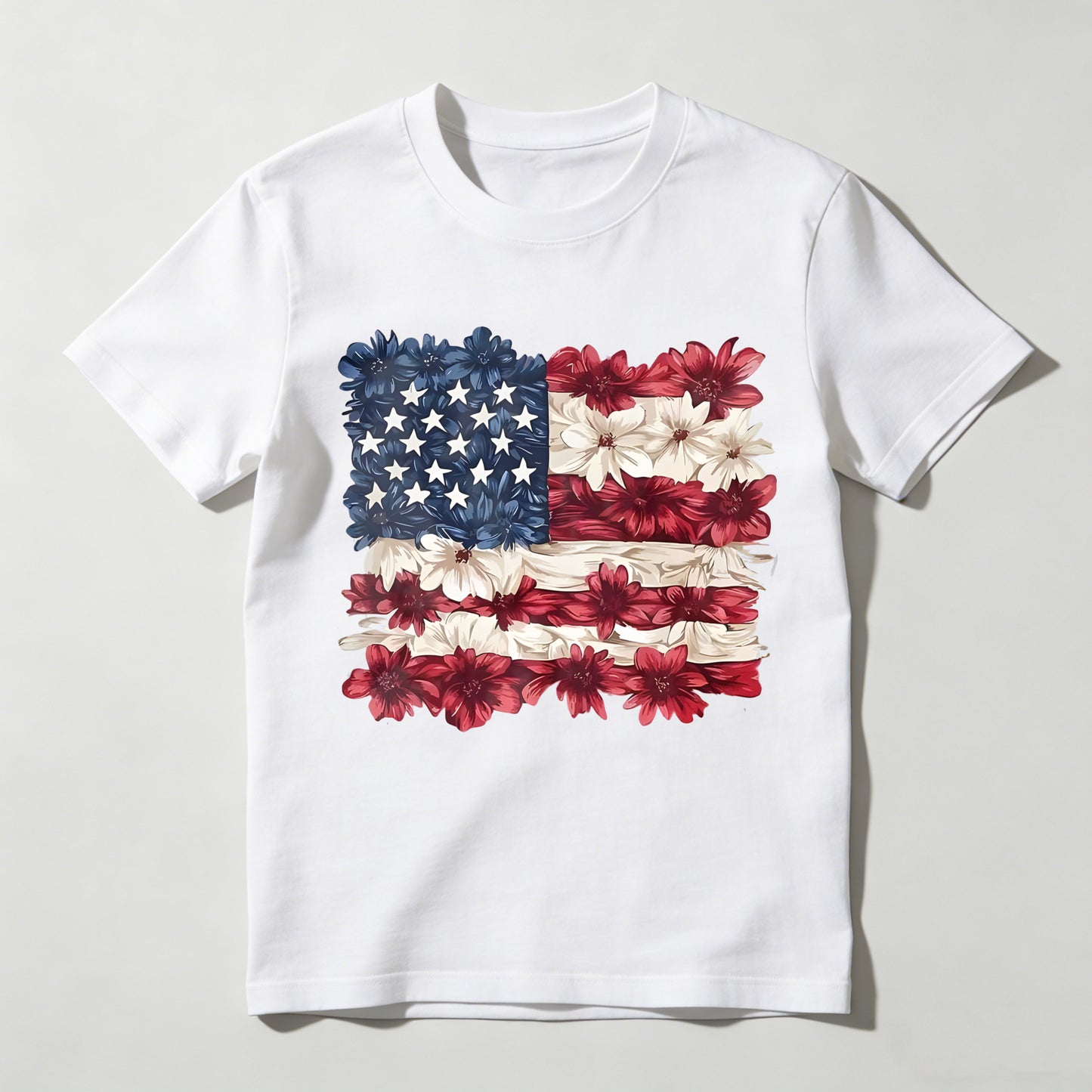 Floral American Flag Design T-shirt