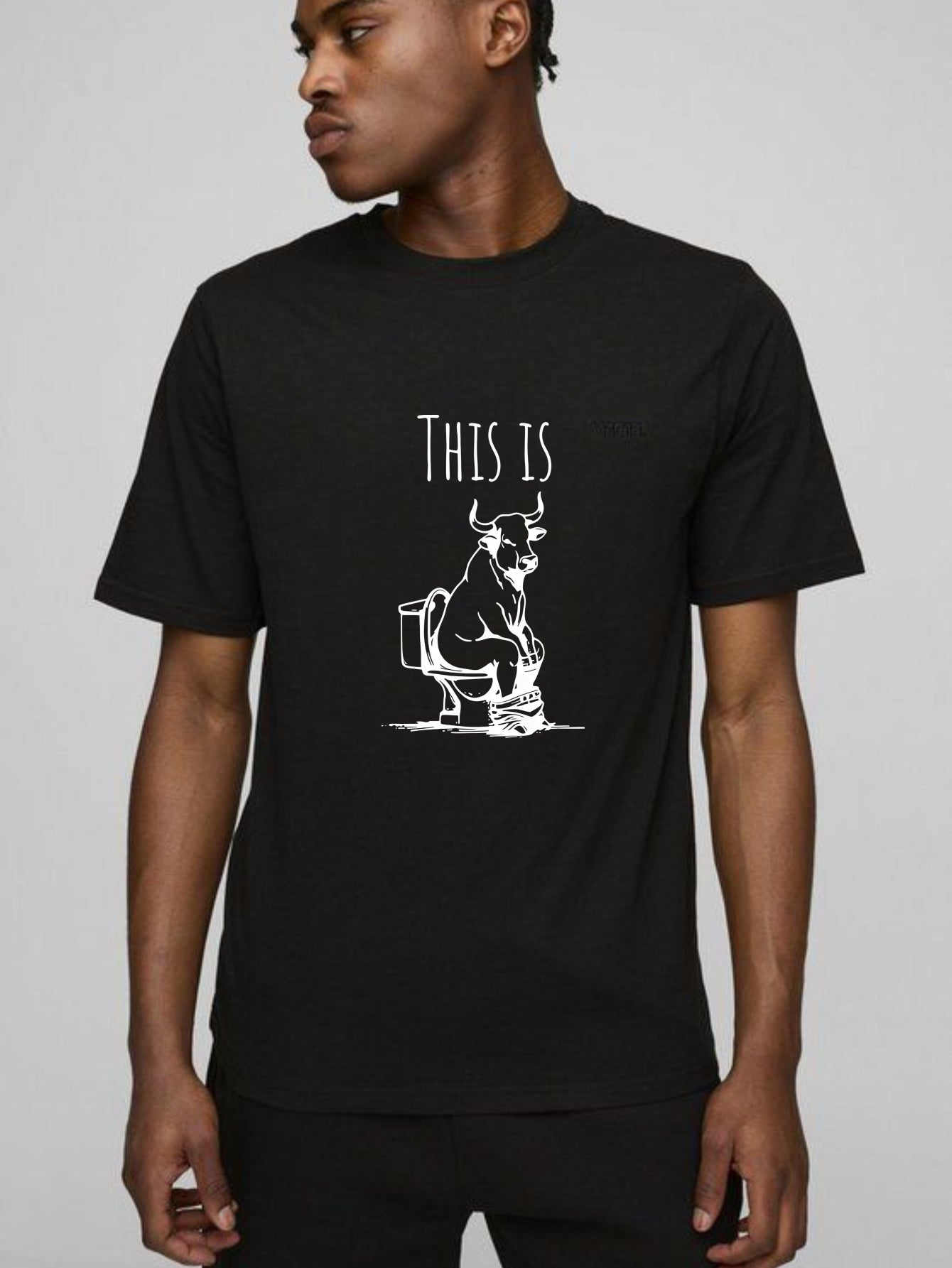 This Is Bull On Toilet Pure Cotton Short Sleeve T Shirt HOT
