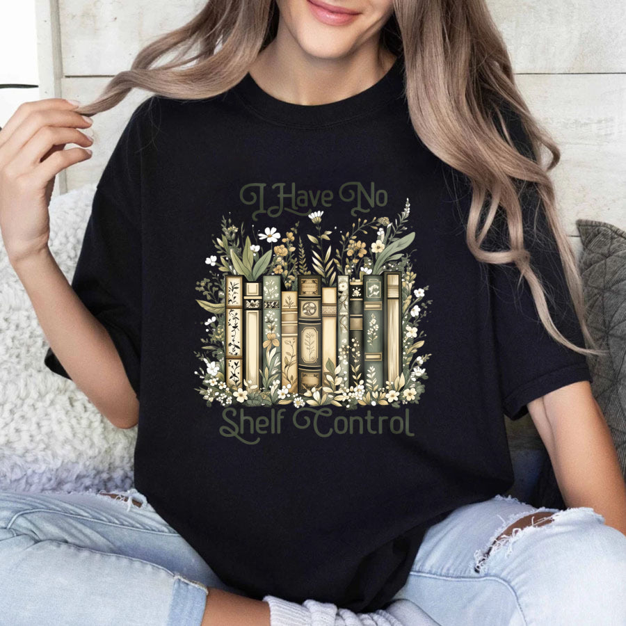 Wardrobecart Bookshelf And Floral Design I Have No Shelf Control Unisex Classic T-shirt