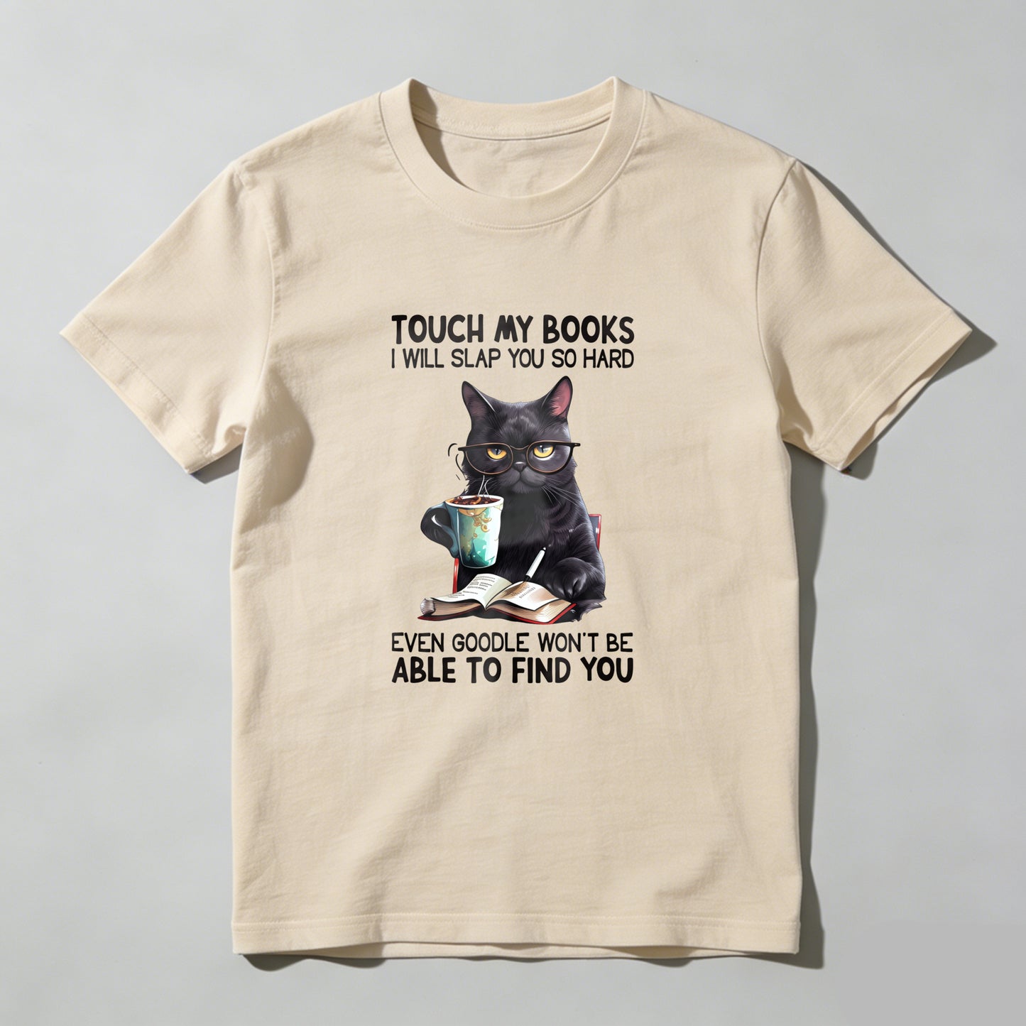 Wardrobecart Cat With Book And Coffee Cup Unisex Classic T-shirt