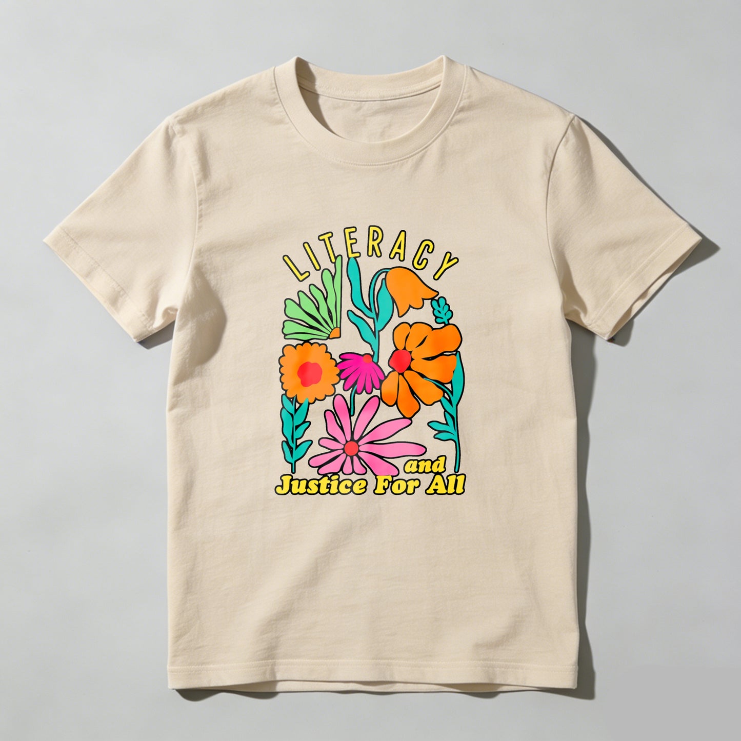 Wardrobecart Literacy And Justice For All Floral Design Unisex Classic T-shirt